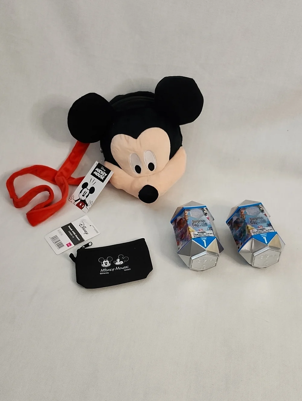 Disney Mickey Mouse Plush Crossbody Bag, Coin Pouch w/ Surprise Capsules
